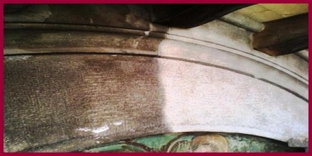 Particolare in sasso su affresco - Sabbiature Lamature